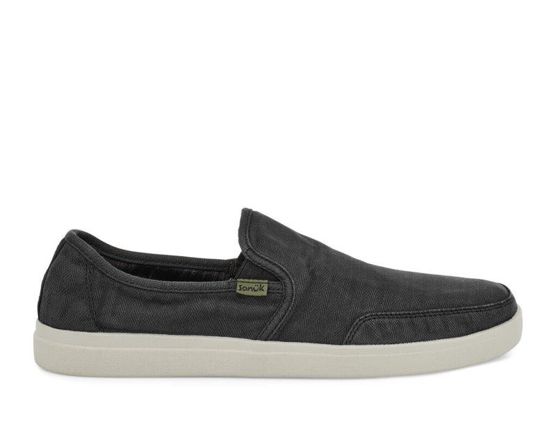 Sanuk Vagabond Slip-On Sneaker Wash Vegan - Sanuk Shoes Mens Black - Philippines UADWVH183